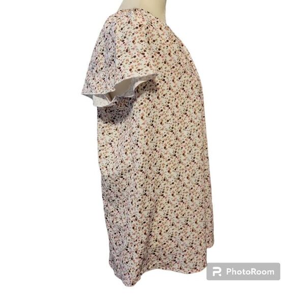 SimpleFun Women's Boho Tops Floral V Neck Short Sleeve  Blouse Shirts Size Mediu - Picture 2 of 7